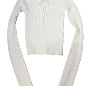 White Hollister Co. off the shoulder sweater ultra long sleeves Y2K coquette XXS